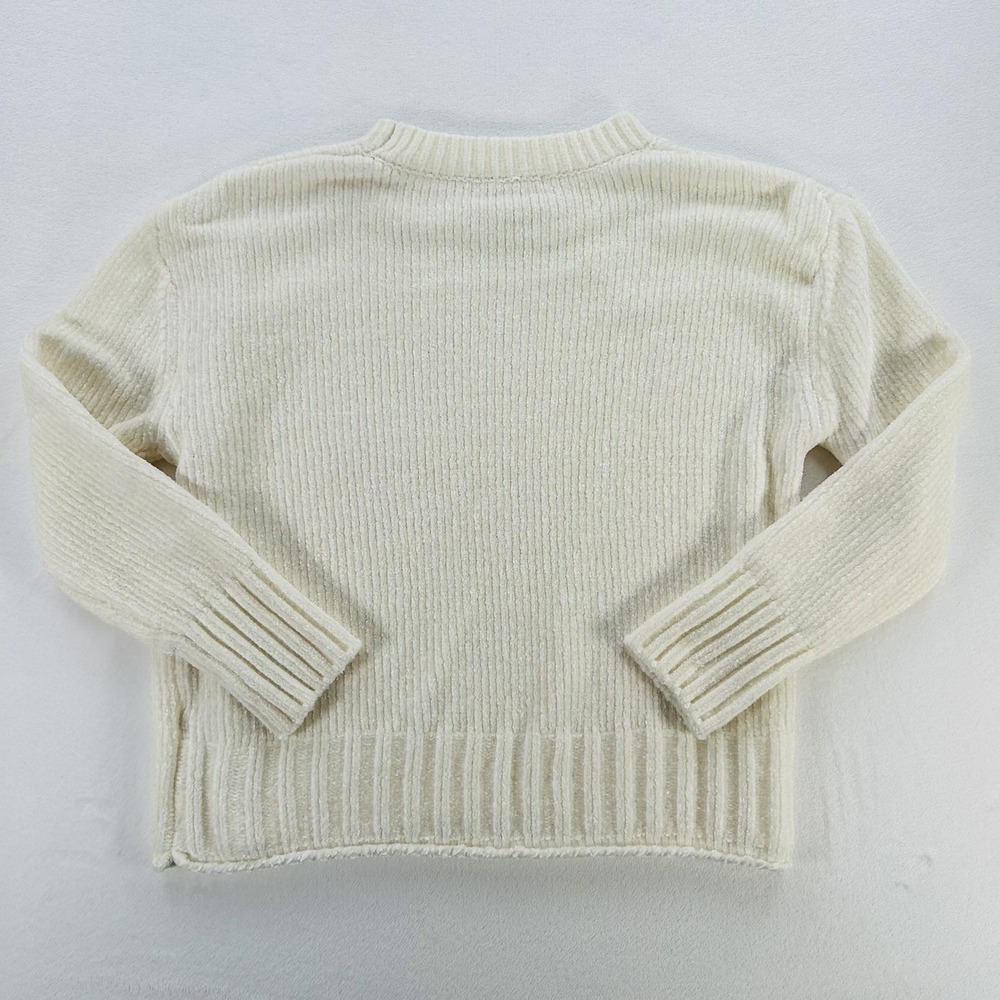 Christian Siriano Sweater Womens Small White Ribbed Knit Crewneck Pullover Soft - Picture 2 of 16